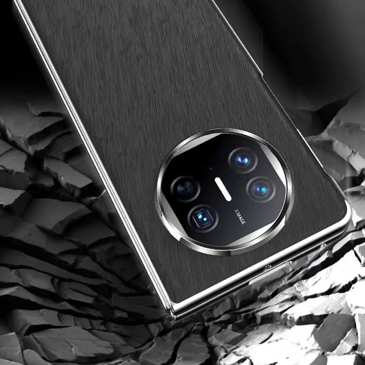 For Huawei Mate X3 Integrated Plating PC Leather Texture Full Coverage Fold Shockproof Phone Case(Black) - Huawei Cases by buy2fix | Online Shopping UK | buy2fix