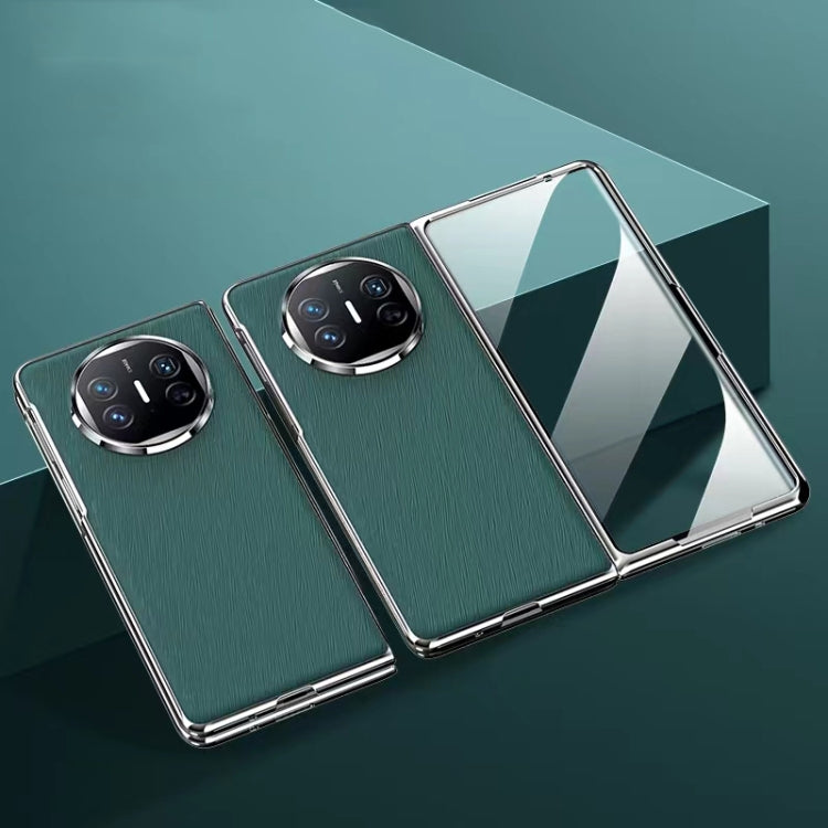 For Huawei Mate X5 Integrated Plating PC Leather Texture Full Coverage Fold Shockproof Phone Case(Green) - Huawei Cases by buy2fix | Online Shopping UK | buy2fix
