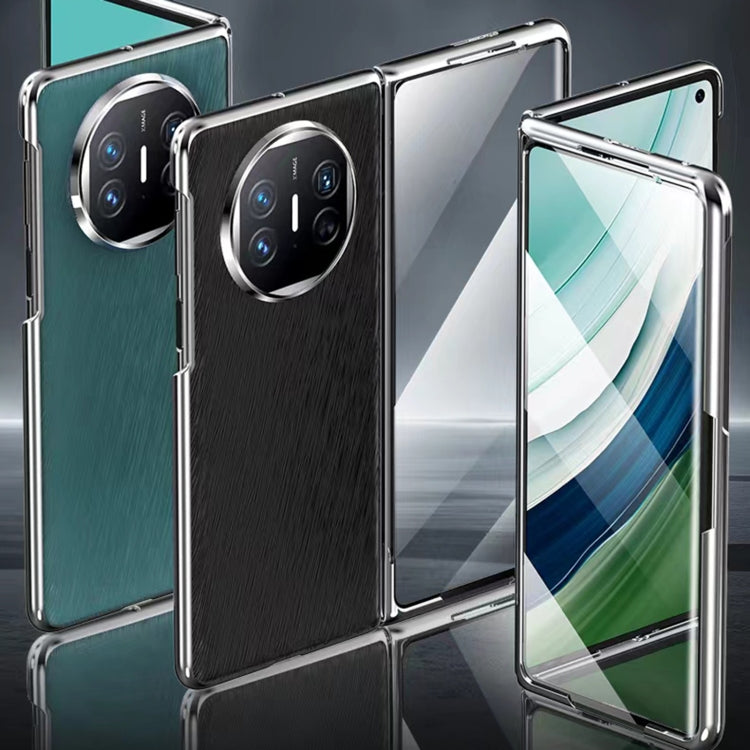 For Huawei Mate X5 Integrated Plating PC Leather Texture Full Coverage Fold Shockproof Phone Case(Green) - Huawei Cases by buy2fix | Online Shopping UK | buy2fix