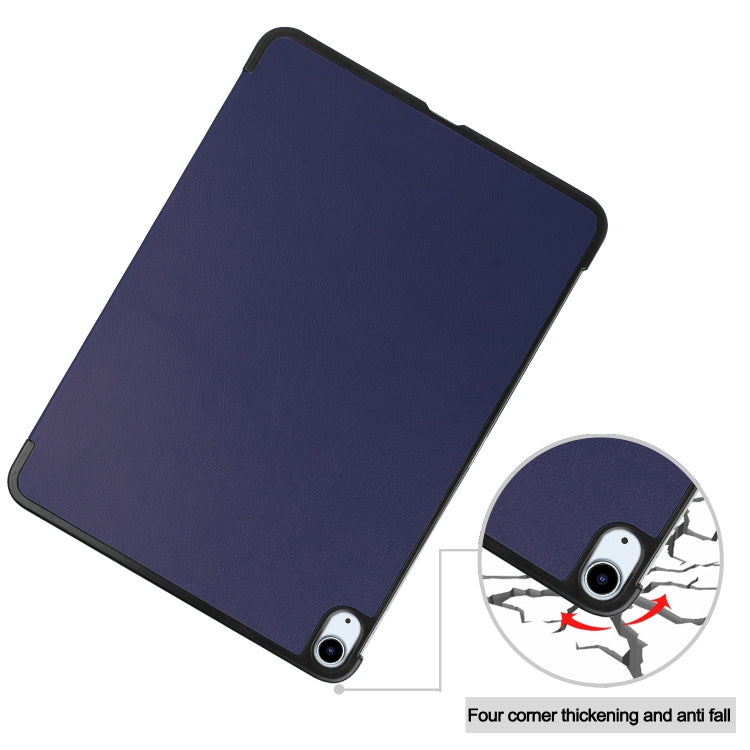 For iPad Air 13 2024 Custer Pure Color 3-Fold Holder Smart Leather Tablet Case(Dark Blue) - iPad Air 13 2024 Cases by buy2fix | Online Shopping UK | buy2fix