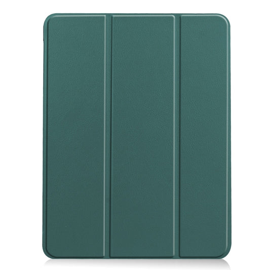 For iPad Air 13 2025 / 2024 Custer Pure Color 3-Fold Holder Smart Leather Tablet Case(Dark Green) by buy2fix
