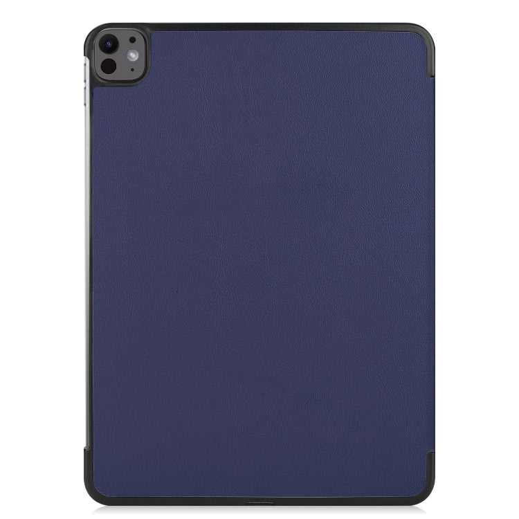 For iPad Pro 13 2025 / 2024 Custer Pure Color 3-Fold Holder Smart Leather Tablet Case(Dark Blue) by buy2fix