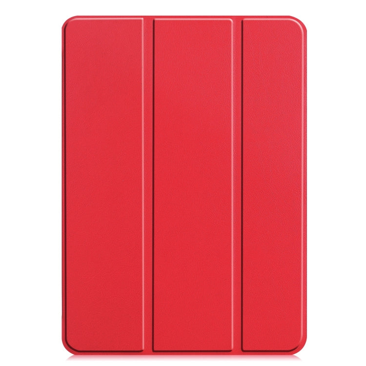 For iPad Pro 13 2024 Custer Pure Color 3-Fold Holder Smart Leather Tablet Case(Red) - iPad Pro 13 2024 Cases by buy2fix | Online Shopping UK | buy2fix