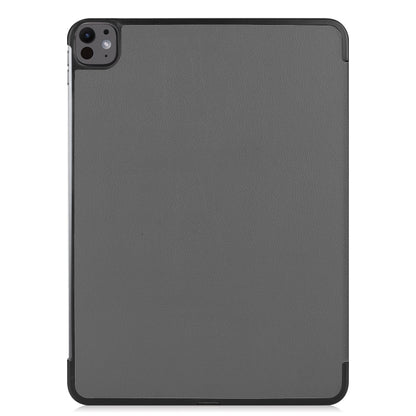 For iPad Pro 13 2024 Custer Pure Color 3-Fold Holder Smart Leather Tablet Case(Grey) - iPad Pro 13 2024 Cases by buy2fix | Online Shopping UK | buy2fix