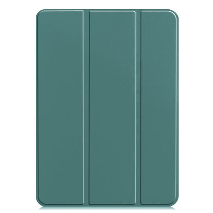 For iPad Pro 13 2024 Custer Pure Color 3-Fold Holder Smart Leather Tablet Case(Dark Green) - iPad Pro 13 2024 Cases by buy2fix | Online Shopping UK | buy2fix