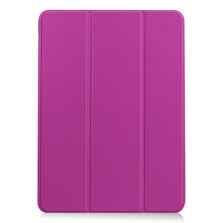 For iPad Air 11 2024 Custer Pure Color 3-Fold Holder Smart Leather Tablet Case(Purple) - iPad Air 11 2024 Cases by buy2fix | Online Shopping UK | buy2fix