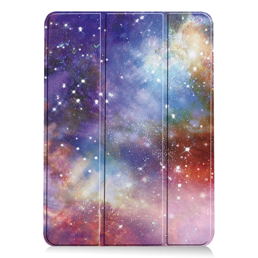 For iPad Air 13 2025 / 2024 Custer Painted 3-Fold Holder Smart Leather Tablet Case(Milky Way Nebula) by buy2fix