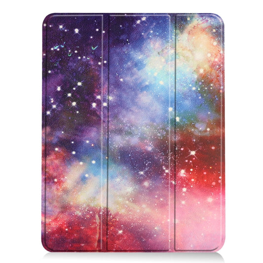 For iPad Air 11 2024 / 2025 Custer Painted 3-Fold Holder Smart Leather Tablet Case(Milky Way Nebula) by buy2fix
