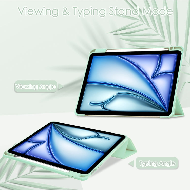 For iPad Air 11 2025 / 2024 Pure Color 3-fold Clear TPU Smart Leather Tablet Case(Mint Green) by buy2fix