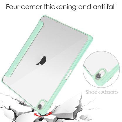For iPad Air 11 2025 / 2024 Pure Color 3-fold Clear TPU Smart Leather Tablet Case(Mint Green) by buy2fix