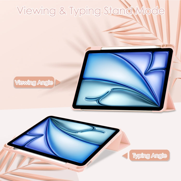 For iPad Air 11 2025 / 2024 Pure Color 3-fold Clear TPU Smart Leather Tablet Case(Pink) by buy2fix