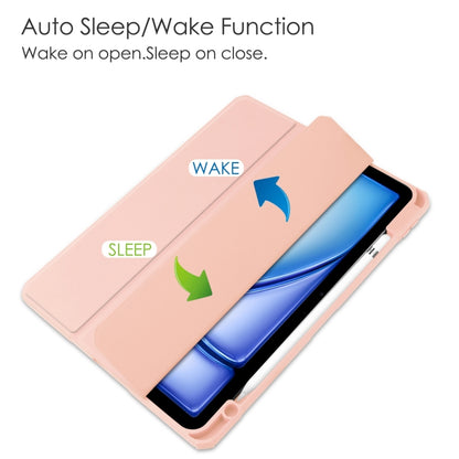 For iPad Air 11 2025 / 2024 Pure Color 3-fold Clear TPU Smart Leather Tablet Case(Pink) by buy2fix