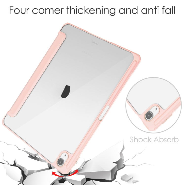 For iPad Air 11 2025 / 2024 Pure Color 3-fold Clear TPU Smart Leather Tablet Case(Pink) by buy2fix