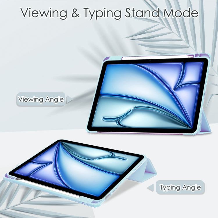 For iPad Air 11 2025 / 2024 Pure Color 3-fold Clear TPU Smart Leather Tablet Case(Sky Blue) by buy2fix