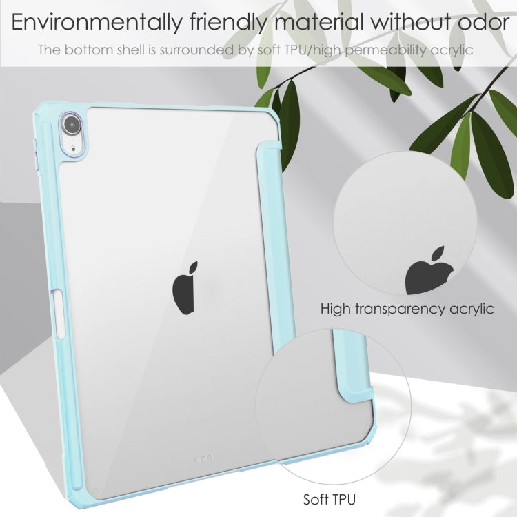 For iPad Air 11 2025 / 2024 Pure Color 3-fold Clear TPU Smart Leather Tablet Case(Sky Blue) by buy2fix