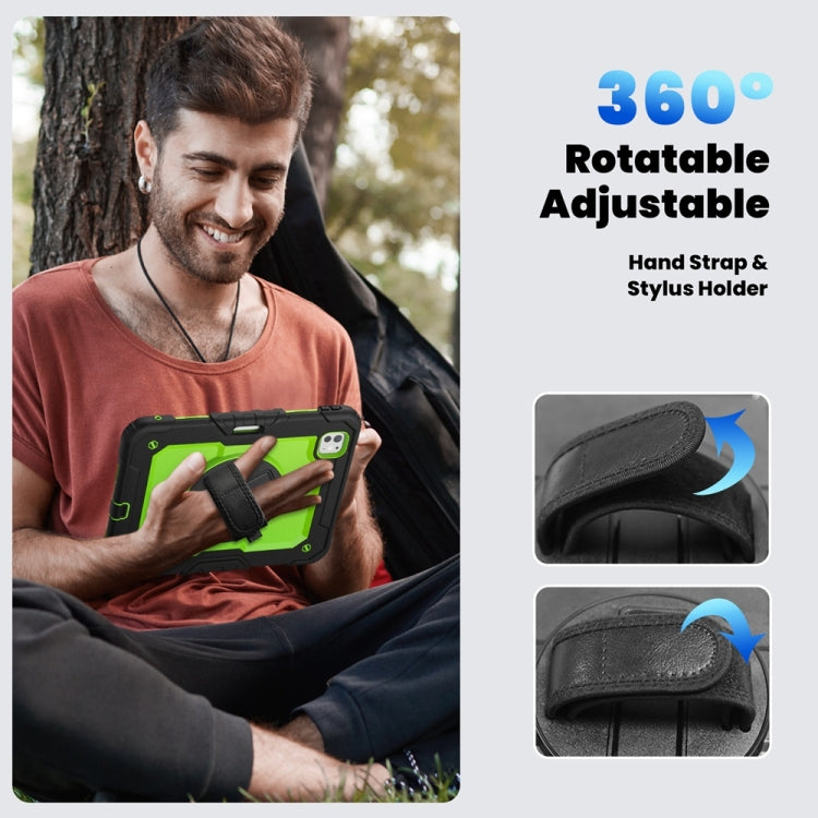 For iPad Pro 11 2025 / 2024 Lucky Wheel Grip Silicone Hybrid PC Tablet Case with Shoulder Strap(Yellow Green+Black) by buy2fix