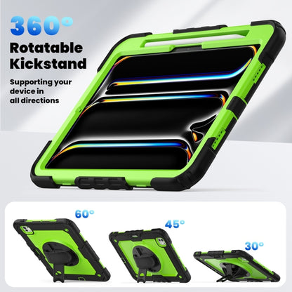 For iPad Pro 11 2025 / 2024 Lucky Wheel Grip Silicone Hybrid PC Tablet Case with Shoulder Strap(Yellow Green+Black) by buy2fix