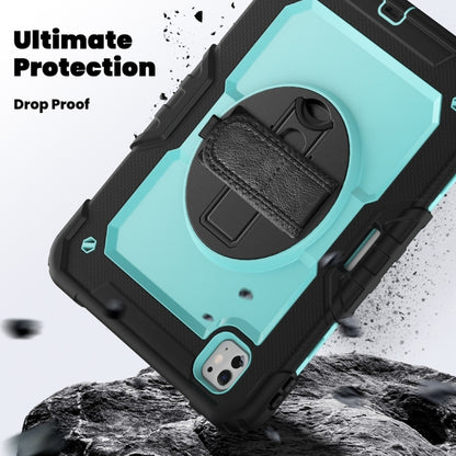 For iPad Pro 11 2025 / 2024 Lucky Wheel Grip Silicone Hybrid PC Tablet Case with Shoulder Strap(Light Blue+Black) by buy2fix