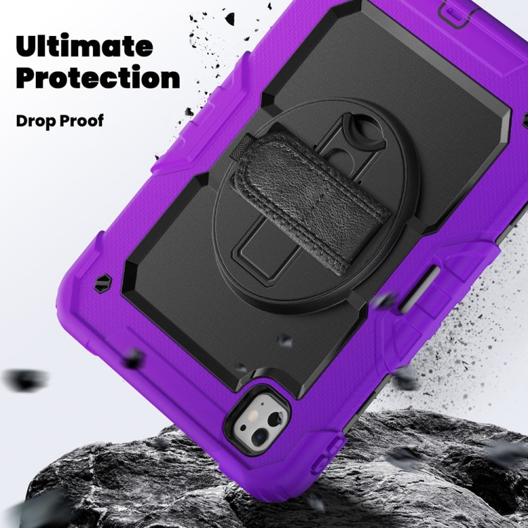 For iPad Pro 11 2025 / 2024 Lucky Wheel Grip Silicone Hybrid PC Tablet Case with Shoulder Strap(Purple+Black) by buy2fix