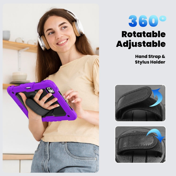 For iPad Pro 11 2025 / 2024 Lucky Wheel Grip Silicone Hybrid PC Tablet Case with Shoulder Strap(Purple+Black) by buy2fix
