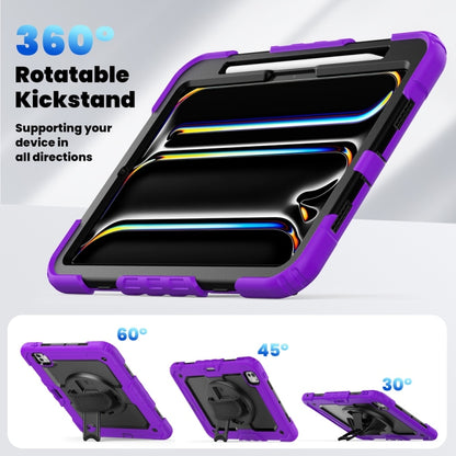 For iPad Pro 11 2025 / 2024 Lucky Wheel Grip Silicone Hybrid PC Tablet Case with Shoulder Strap(Purple+Black) by buy2fix