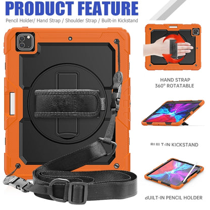 For iPad Pro 13 2025 / 2024 Lucky Wheel Grip Silicone Hybrid PC Tablet Case with Shoulder Strap(Orange+Black) by buy2fix