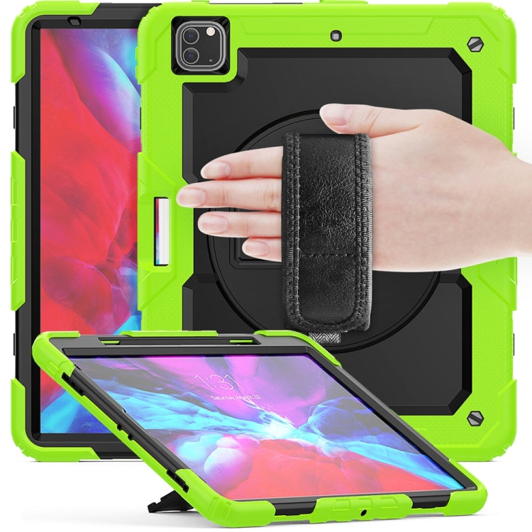 For iPad Pro 13 2025 / 2024 Lucky Wheel Grip Silicone Hybrid PC Tablet Case with Shoulder Strap(Black+Yellow Green) by buy2fix