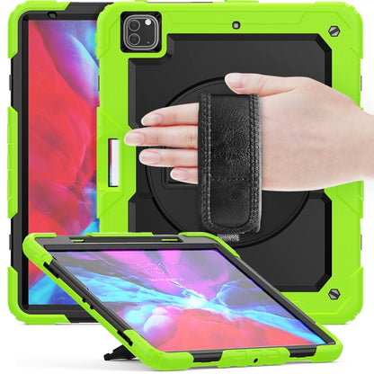 For iPad Pro 13 2025 / 2024 Lucky Wheel Grip Silicone Hybrid PC Tablet Case with Shoulder Strap(Black+Yellow Green) by buy2fix