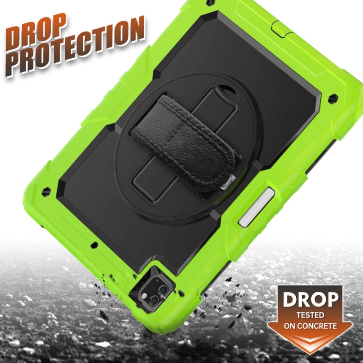 For iPad Pro 13 2025 / 2024 Lucky Wheel Grip Silicone Hybrid PC Tablet Case with Shoulder Strap(Black+Yellow Green) by buy2fix