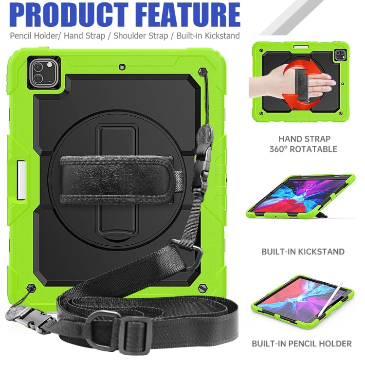 For iPad Pro 13 2025 / 2024 Lucky Wheel Grip Silicone Hybrid PC Tablet Case with Shoulder Strap(Black+Yellow Green) by buy2fix