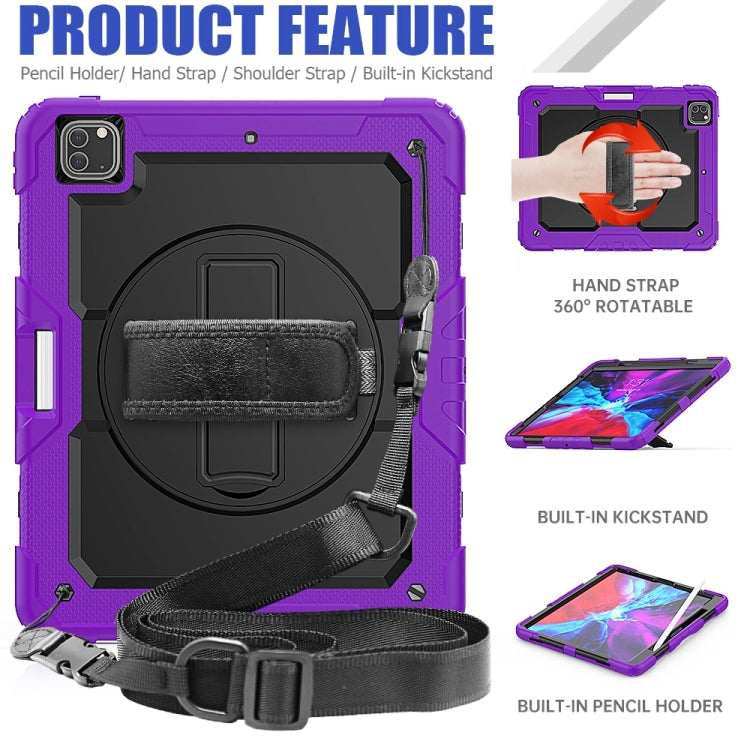 For iPad Pro 13 2025 / 2024 Lucky Wheel Grip Silicone Hybrid PC Tablet Case with Shoulder Strap(Purple+Black) by buy2fix