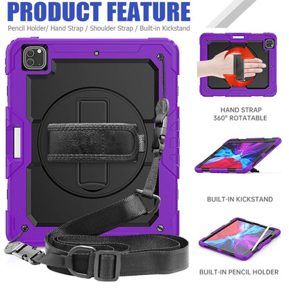 For iPad Pro 13 2025 / 2024 Lucky Wheel Grip Silicone Hybrid PC Tablet Case with Shoulder Strap(Purple+Black) by buy2fix
