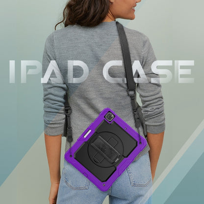 For iPad Pro 13 2025 / 2024 Lucky Wheel Grip Silicone Hybrid PC Tablet Case with Shoulder Strap(Purple+Black) by buy2fix