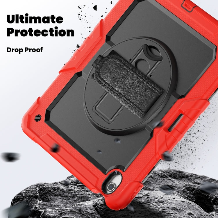 For iPad Air 13 2024 / Air 13 2025 Lucky Wheel Grip Silicone Hybrid PC Tablet Case with Shoulder Strap(Red+Black) by buy2fix