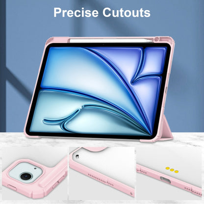 For iPad Air 13 2025 / 2024 Pure Color 3-fold Clear TPU Smart Leather Tablet Case(Pink) by buy2fix