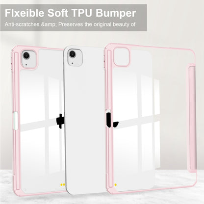 For iPad Air 13 2025 / 2024 Pure Color 3-fold Clear TPU Smart Leather Tablet Case(Pink) by buy2fix