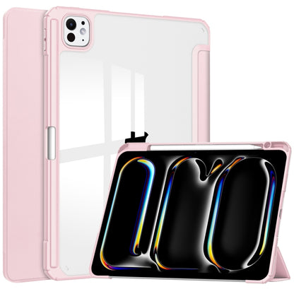 For iPad Pro 11 2024 Pure Color 3-fold Clear TPU Smart Leather Tablet Case(Pink) - iPad Pro 11 2024 Cases by buy2fix | Online Shopping UK | buy2fix