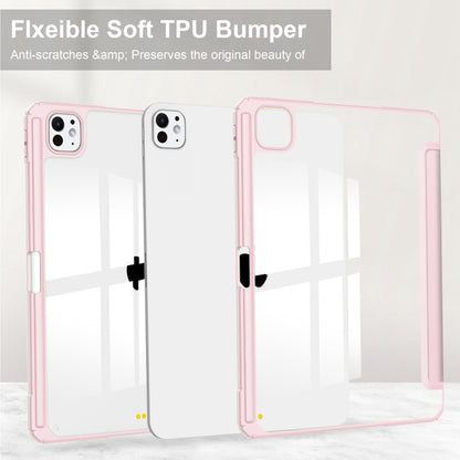 For iPad Pro 13 2025 / 2024 Pure Color 3-fold Clear TPU Smart Leather Tablet Case(Pink) by buy2fix