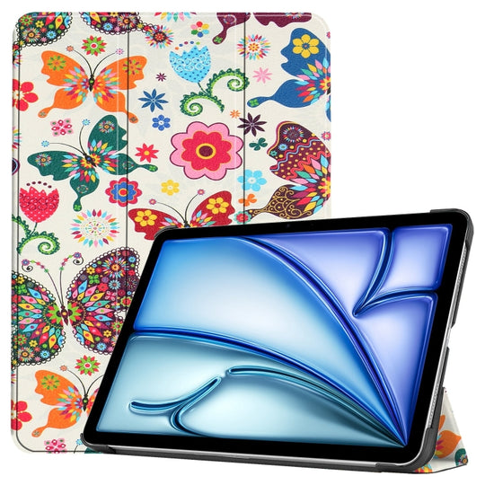 For iPad Air 11 2026 / 2025 / 2024 Custer Painted 3-Fold Holder Smart Leather Tablet Case(Color Butterfly)