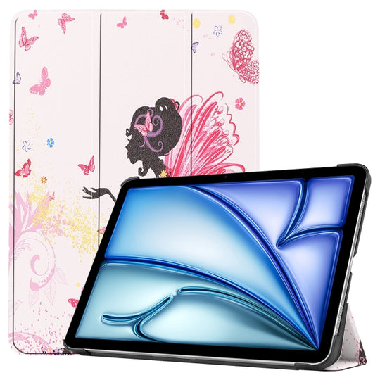 For iPad Air 11 2026 / 2025 / 2024 Custer Painted 3-Fold Holder Smart Leather Tablet Case(Elf Girl)