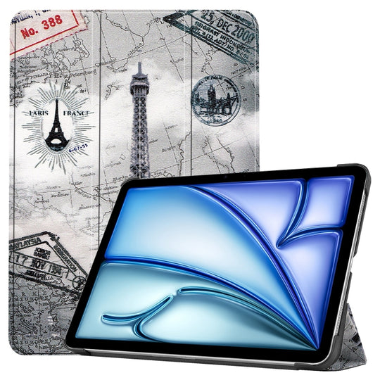 For iPad Air 11 2026 / 2025 / 2024 Custer Painted 3-Fold Holder Smart Leather Tablet Case(Retro Tower)