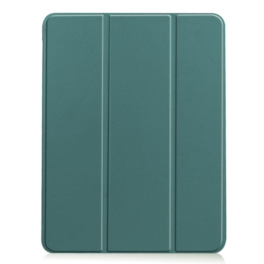 For iPad Air 11 2024 / 2025 Custer TPU Pure Color 3-Fold Holder Smart Leather Tablet Case(Dark Green) by buy2fix