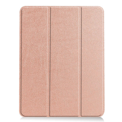 For iPad Air 11 2024 Custer TPU Pure Color 3-Fold Holder Smart Leather Tablet Case(Rose Gold) - iPad Air 11 2024 Cases by buy2fix | Online Shopping UK | buy2fix