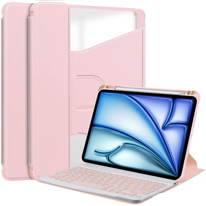 For iPad Air 11 2024 Transparent Rotation Smart Leather Tablet Case with Keyboard(Pink) - iPad Air 11 2024 Cases by buy2fix | Online Shopping UK | buy2fix