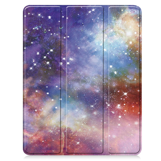 For iPad Air 13 2024 / 2025 Custer Painted 3-Fold Holder Smart Leather Tablet Case with Pen Tray(Milky Way Nebula) by buy2fix