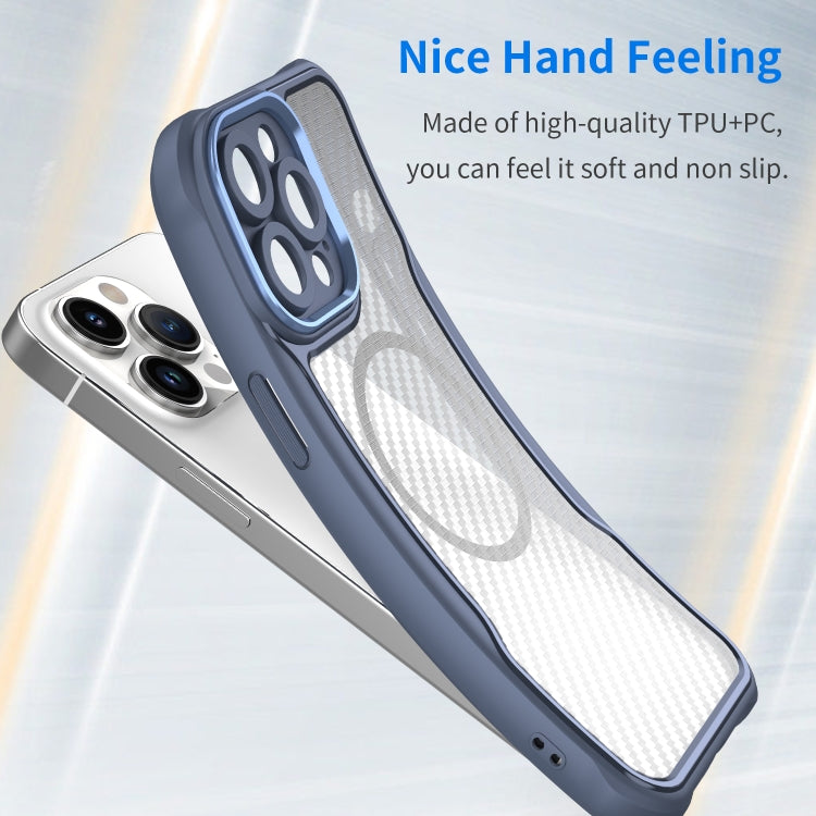 For iPhone 15 Pro Max Carbon Fiber Texture MagSafe Translucent Phone Case(Blue) - iPhone 15 Pro Max Cases by buy2fix | Online Shopping UK | buy2fix