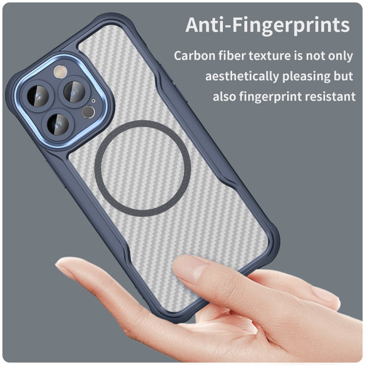 For iPhone 15 Plus / 14 Plus Carbon Fiber Texture MagSafe Translucent Phone Case(Blue) - iPhone 15 Plus Cases by buy2fix | Online Shopping UK | buy2fix