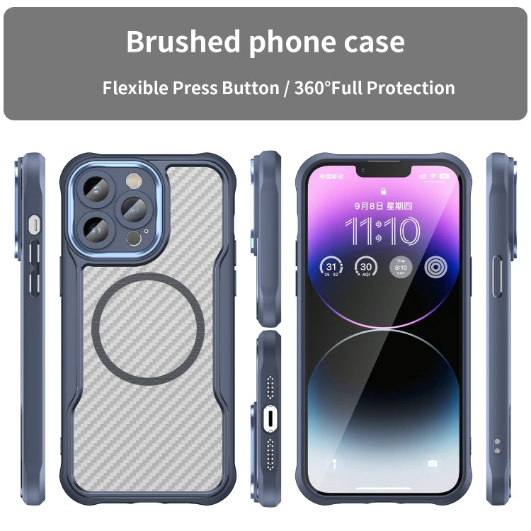 For iPhone 14 Pro Max Carbon Fiber Texture MagSafe Translucent Phone Case(Blue) - iPhone 14 Pro Max Cases by buy2fix | Online Shopping UK | buy2fix