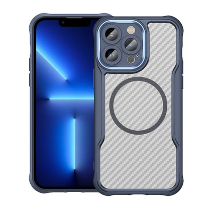 For iPhone 13 Pro Carbon Fiber Texture MagSafe Translucent Phone Case(Blue) - iPhone 13 Pro Cases by buy2fix | Online Shopping UK | buy2fix