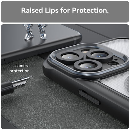 For iPhone 12 Pro Max Carbon Fiber Texture MagSafe Translucent Phone Case(Black) - iPhone 12 Pro Max Cases by buy2fix | Online Shopping UK | buy2fix